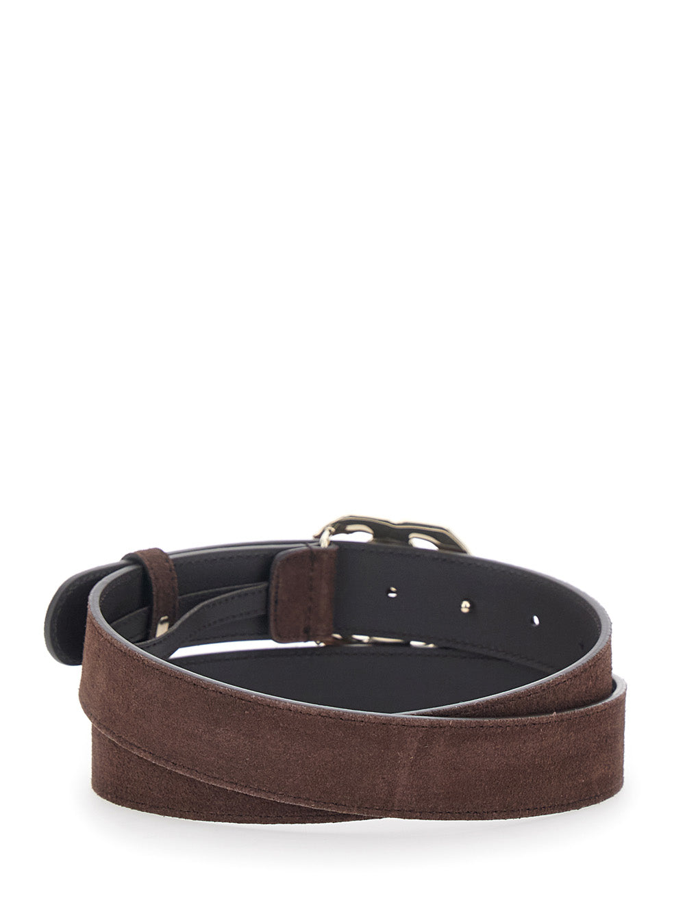 Gucci Women Belt With Gg Buckle Closure In Brown Suede Leather For Women