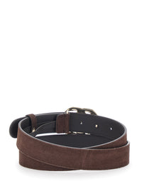 Gucci Women Belt With Gg Buckle Closure In Brown Suede Leather For Women