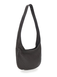 Bottega Veneta Men Brown Crossbody Bag With Top Zip Closure And Intreccio Motif In Leather For Men