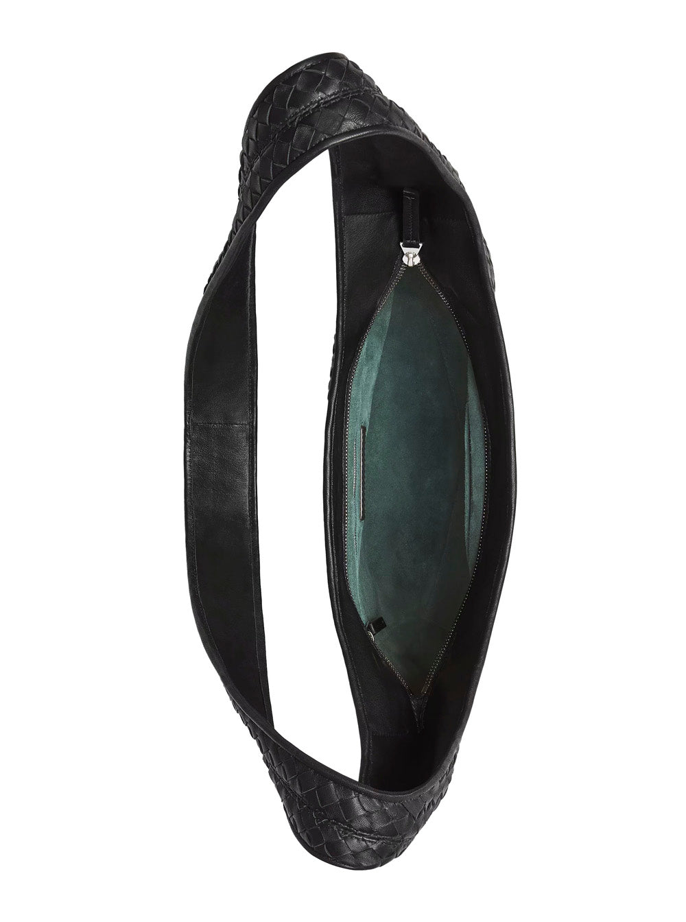 Bottega Veneta Men Bottega Shoulder Bag With Top Zip Closure And Black Leather Intreccio Motif For Men