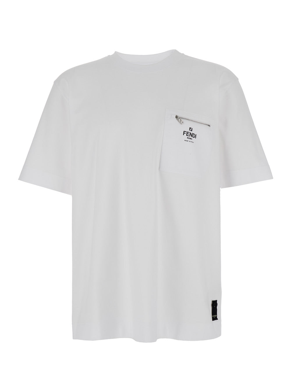Fendi Men White T-Shirt With Logo Print On The Front In Men's Cotton
