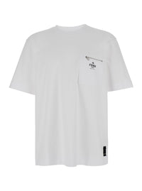 Fendi Men White T-Shirt With Logo Print On The Front In Men's Cotton