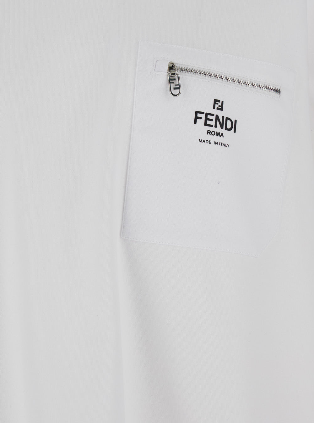 Fendi Men White T-Shirt With Logo Print On The Front In Men's Cotton