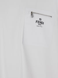 Fendi Men White T-Shirt With Logo Print On The Front In Men's Cotton