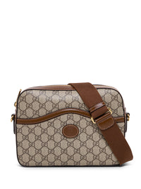 Gucci Men "Gg Supreme" Beige Crossbody Bag With Logo Patch On Front