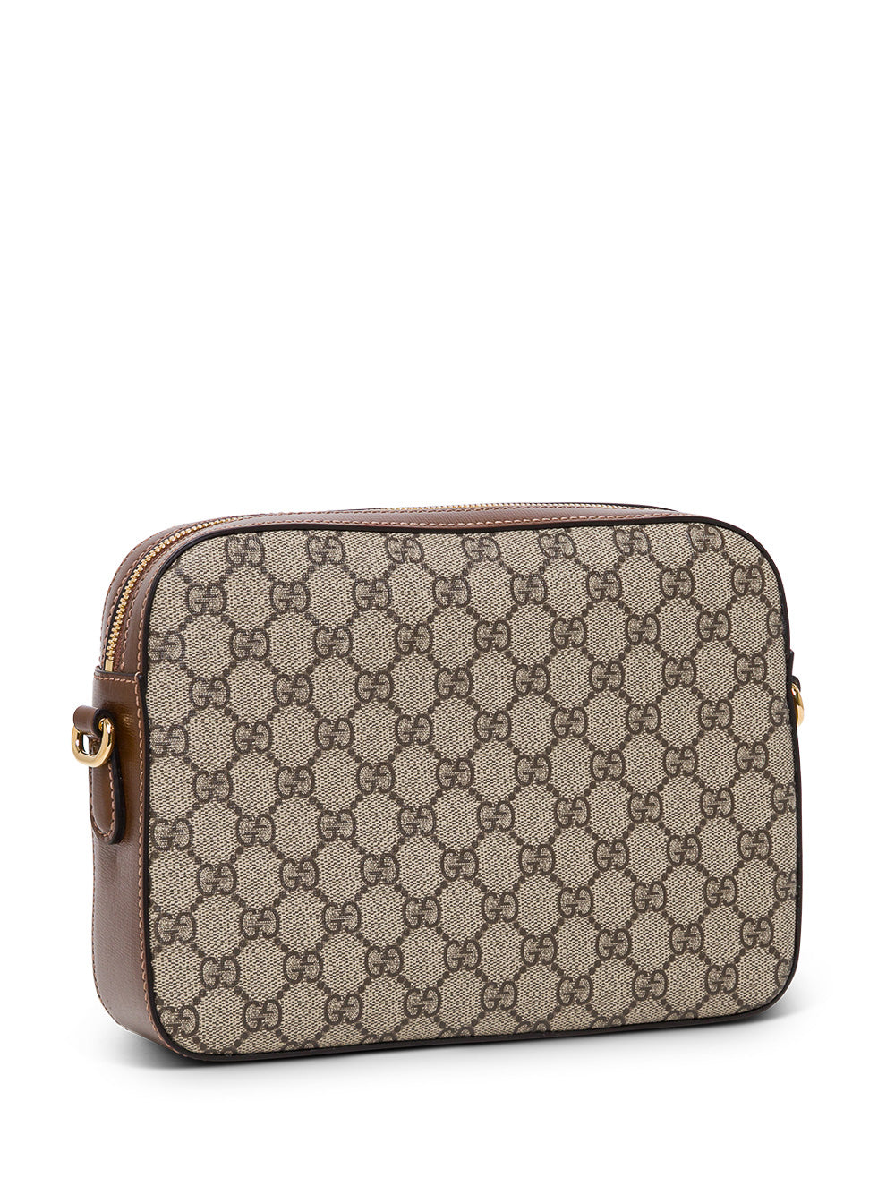 Gucci Men "Gg Supreme" Beige Crossbody Bag With Logo Patch On Front
