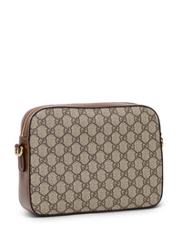 Gucci Men "Gg Supreme" Beige Crossbody Bag With Logo Patch On Front