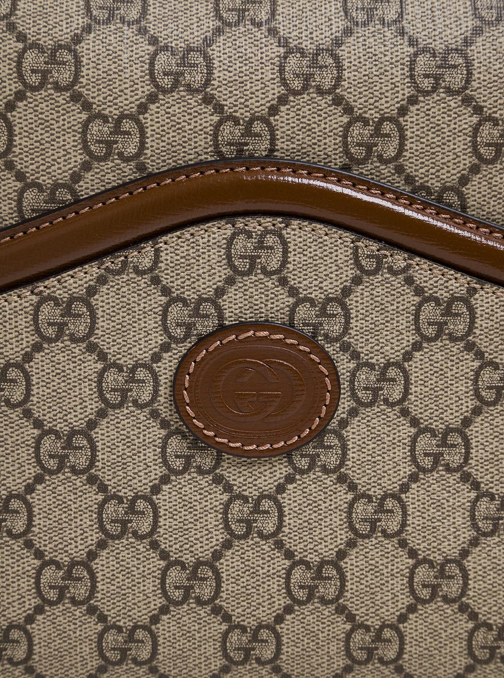 Gucci Men "Gg Supreme" Beige Crossbody Bag With Logo Patch On Front