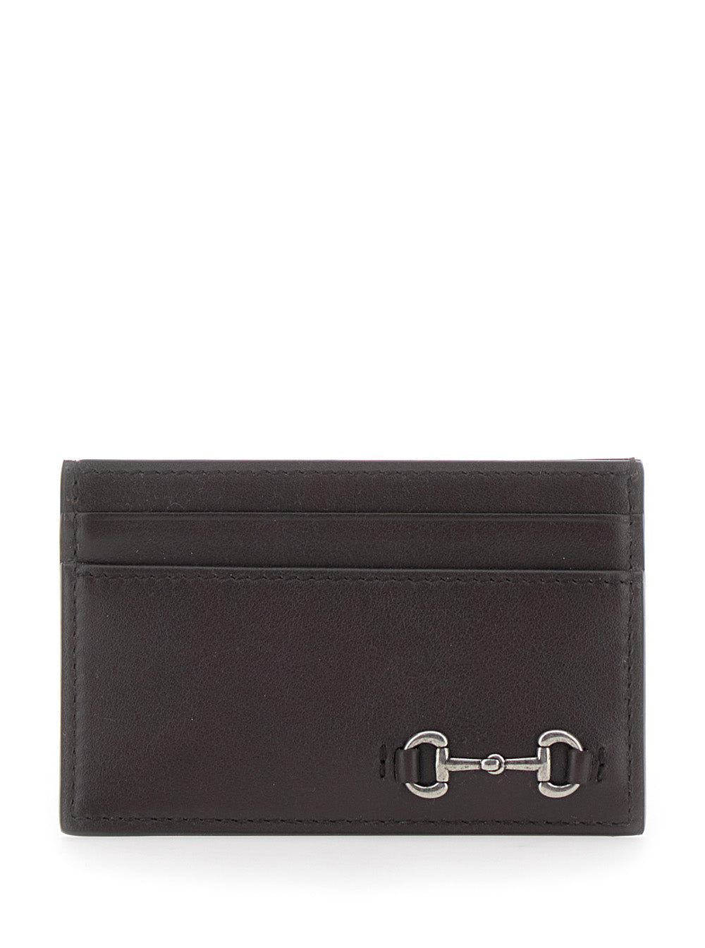 Gucci Men Card Holder With Horsebit On The Front In Brown Leather For Men