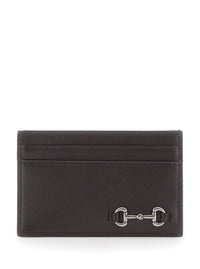 Gucci Men Card Holder With Horsebit On The Front In Brown Leather For Men