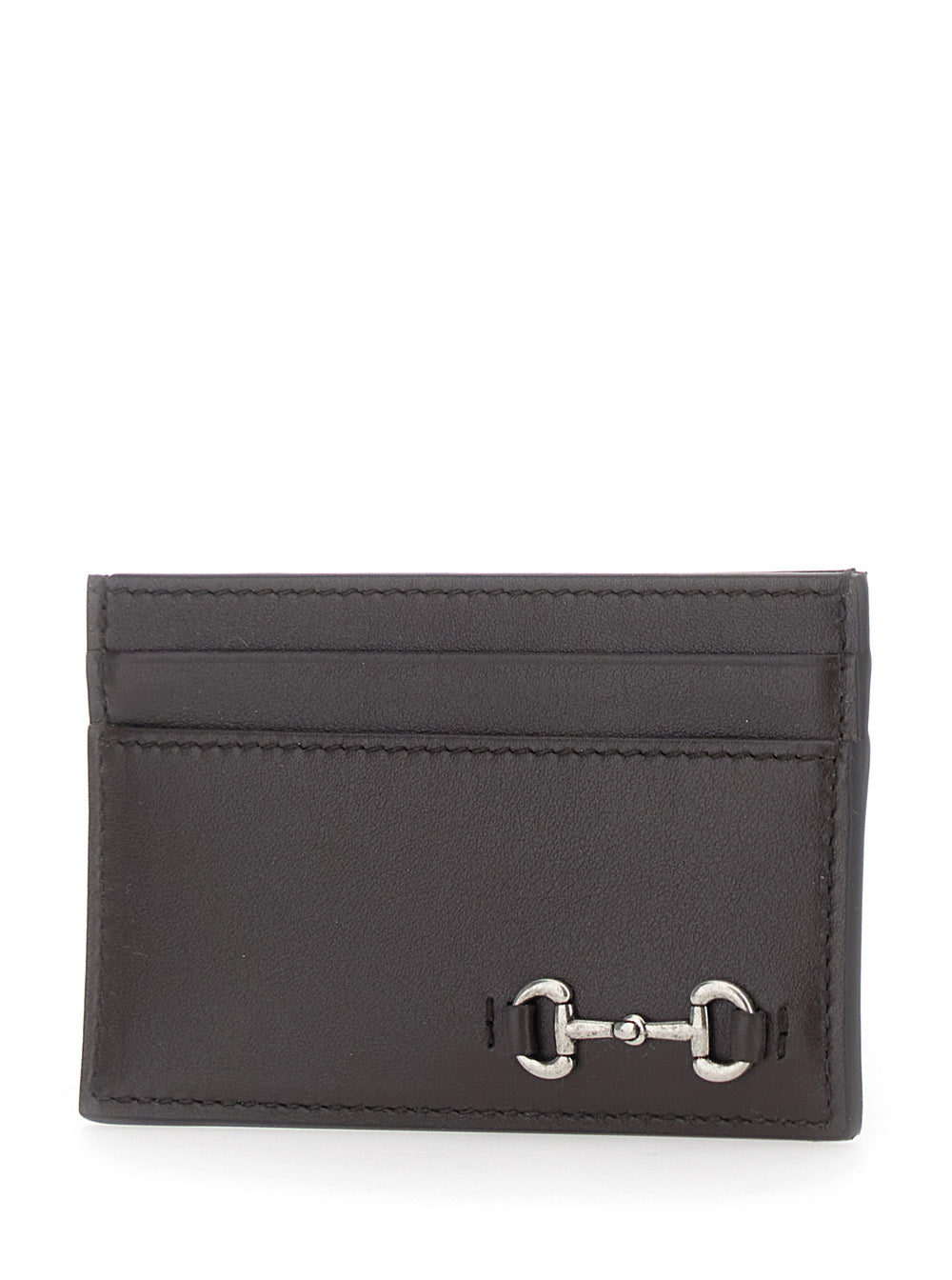 Gucci Men Card Holder With Horsebit On The Front In Brown Leather For Men