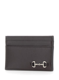 Gucci Men Card Holder With Horsebit On The Front In Brown Leather For Men