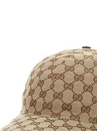 Gucci Men Beige Baseball Cap With Web Detail On The Side In Gg Canvas For Men