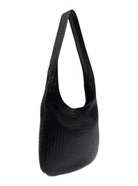 Bottega Veneta Men Black 'Veneto' Crossbody Bag With Intreccio Motif In Leather For Men