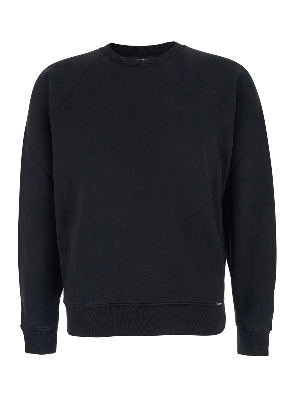 Tom Ford Men Black Crewneck Sweatshirt With Logo Patch On The Front In Cotton Man