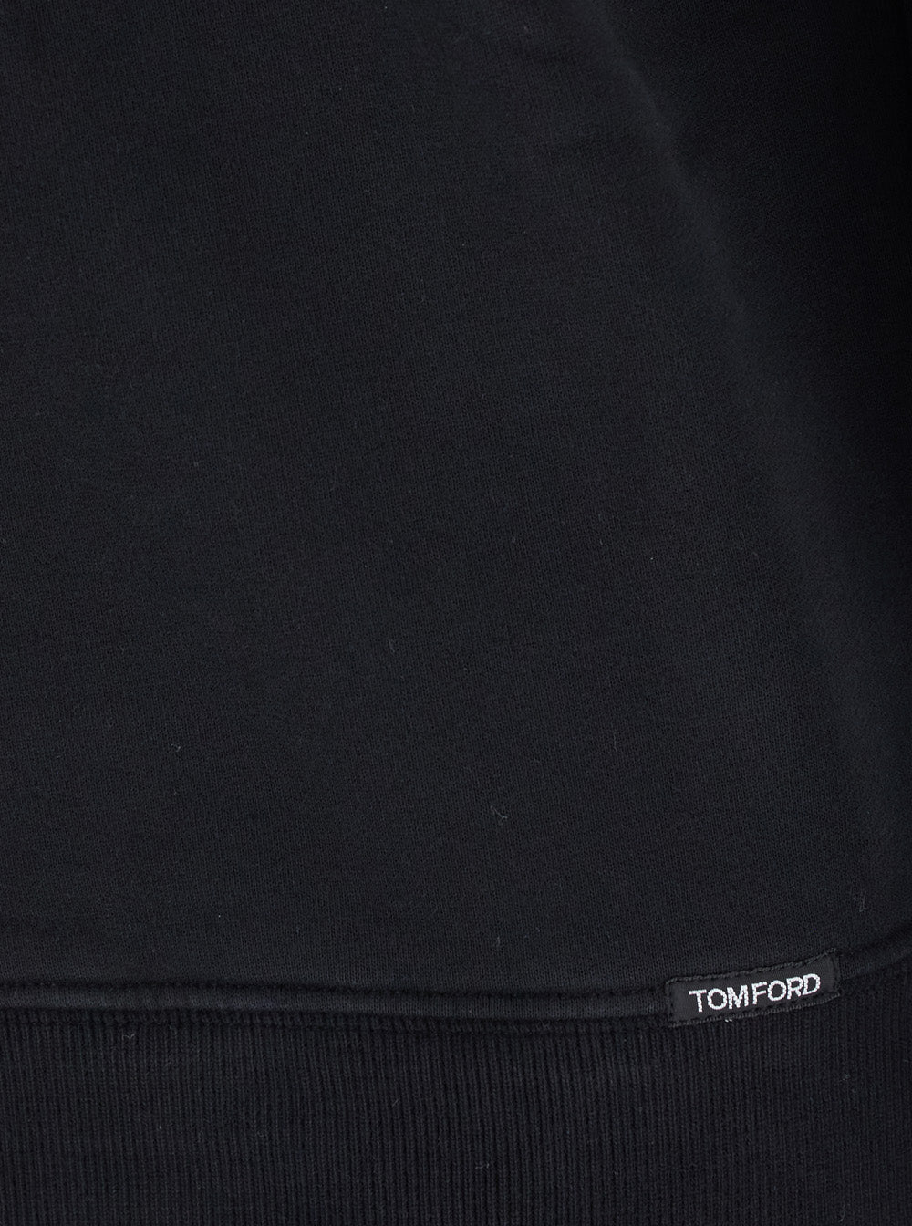 Tom Ford Men Black Crewneck Sweatshirt With Logo Patch On The Front In Cotton Man