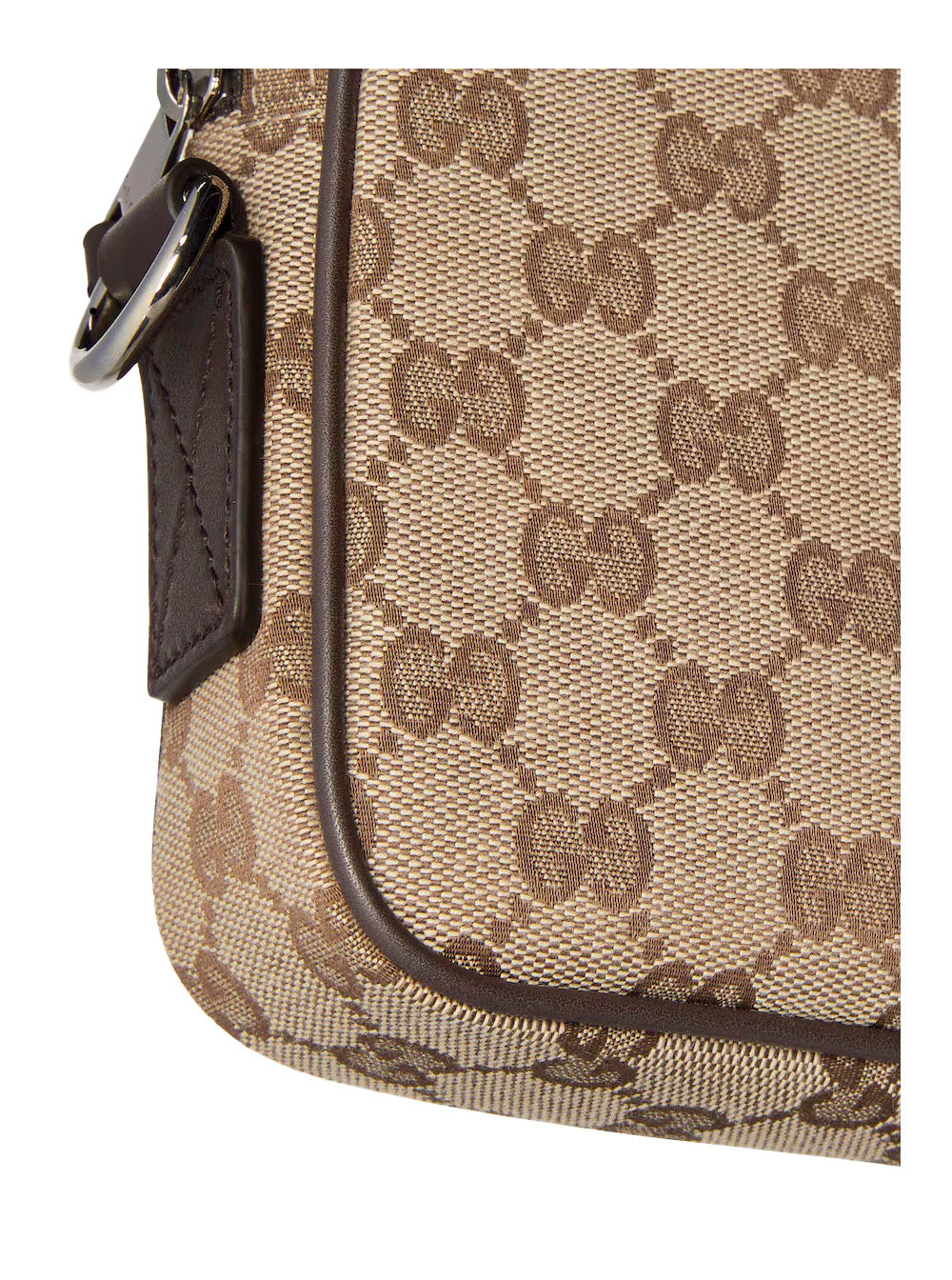 Gucci Men Crossbody Bag 'Gg All-Over' With Tech Fabric Motif Beige Man