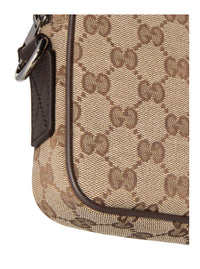 Gucci Men Crossbody Bag 'Gg All-Over' With Tech Fabric Motif Beige Man