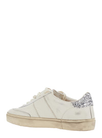 Golden Goose Women 'Soul-Star' White Low-Top Sneaker With Glitter Heel And Logo Lettering In Leather Woman