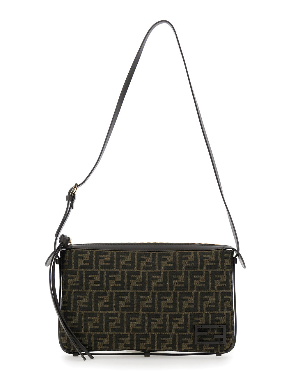 Fendi Women 'Simply Fendi Medium ' Brown Shoulder Bag With Ff Jacquard Detail In Fabric Woman