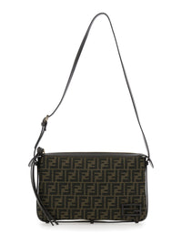 Fendi Women 'Simply Fendi Medium ' Brown Shoulder Bag With Ff Jacquard Detail In Fabric Woman