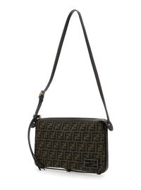 Fendi Women 'Simply Fendi Medium ' Brown Shoulder Bag With Ff Jacquard Detail In Fabric Woman