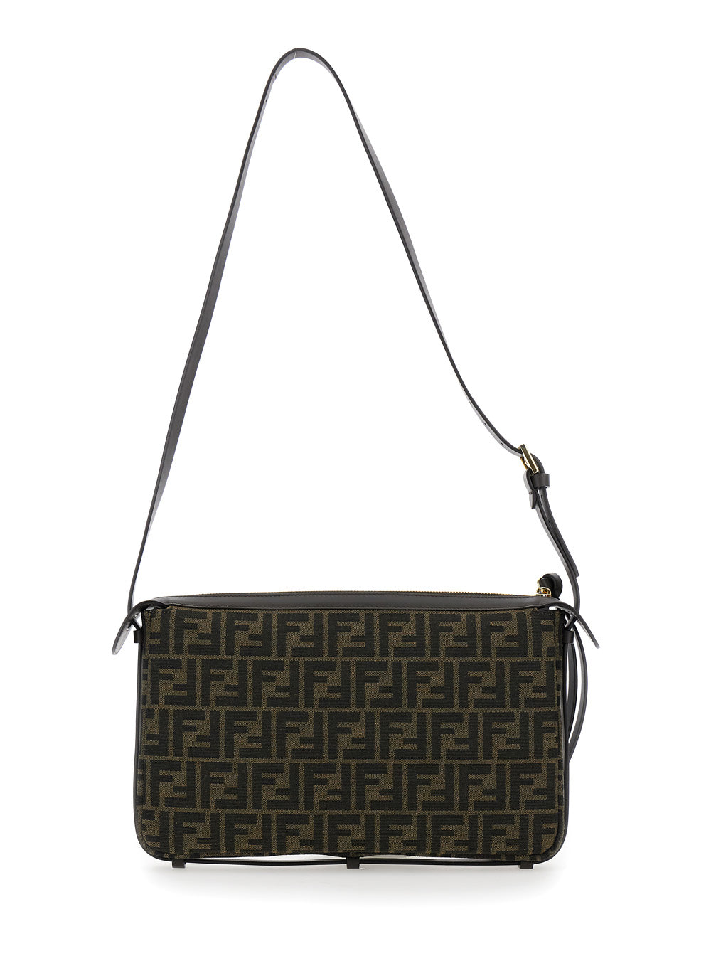 Fendi Women 'Simply Fendi Medium ' Brown Shoulder Bag With Ff Jacquard Detail In Fabric Woman