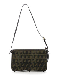 Fendi Women 'Simply Fendi Medium ' Brown Shoulder Bag With Ff Jacquard Detail In Fabric Woman