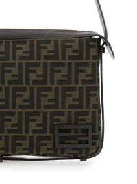 Fendi Women 'Simply Fendi Medium ' Brown Shoulder Bag With Ff Jacquard Detail In Fabric Woman