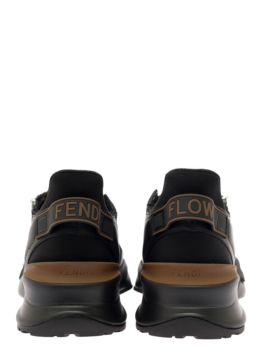 Fendi Men Low Sneakers 'Fendi Flow' With Diagonal F Detail In Black Fabric Men