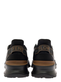 Fendi Men Low Sneakers 'Fendi Flow' With Diagonal F Detail In Black Fabric Men