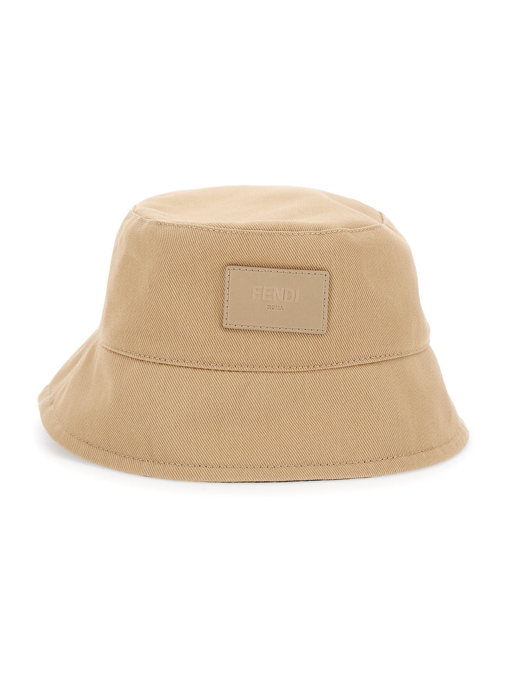 Fendi Men Fendi Beige Logo Embroidered Cotton Fisherman Hat For Men
