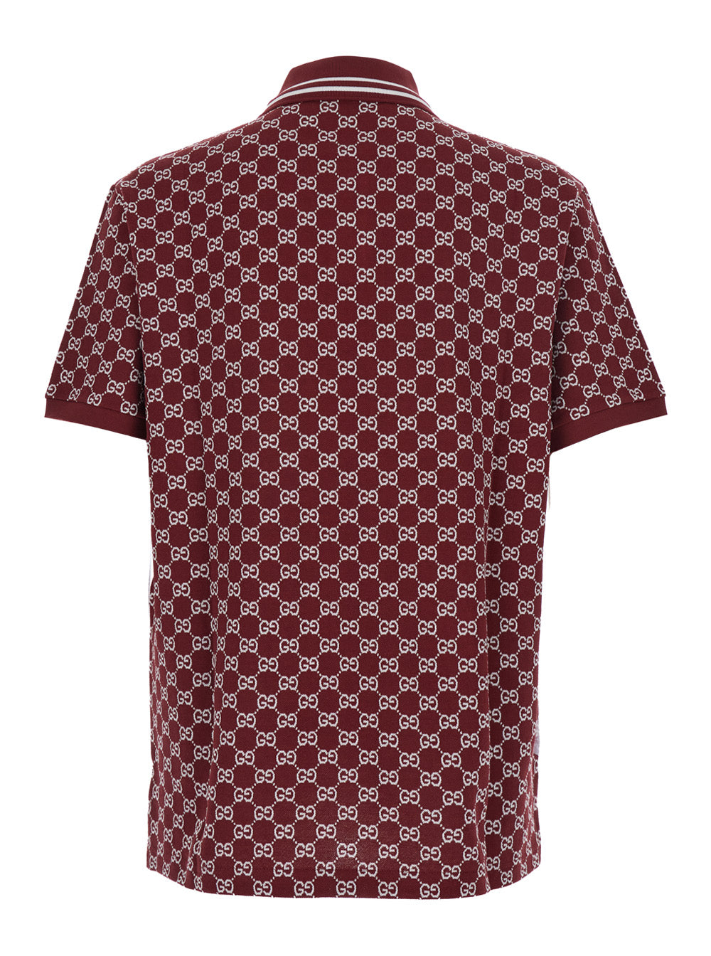 Gucci Men Red Polo Shirt With Classic Collar And Gg Jacquard Motif In Cotton For Men