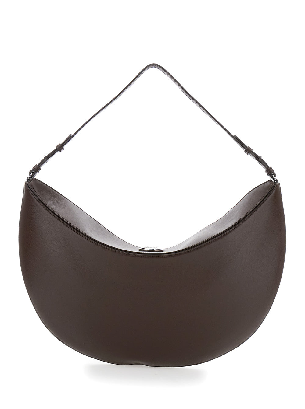 Jacquemus Women Brown Shoulder Bag 'Le Calisso Rond Large' With Adjustable Strap And Embossed Logo In Leather For Women