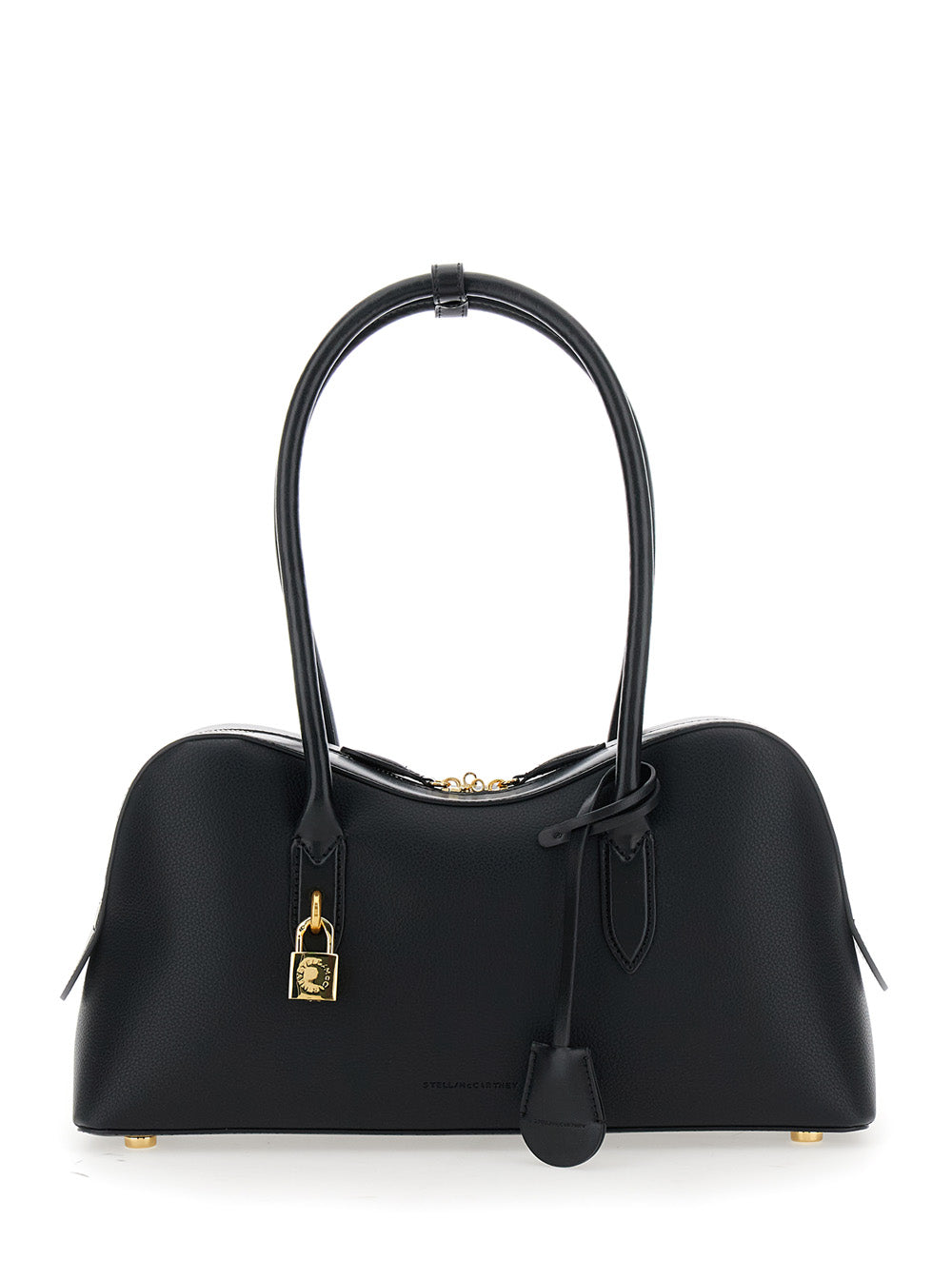 Stella Mccartney Women 'Ryder' Black Handbag With Two Top Handles And Front Padlock Detail With Logo In Ecoleather Woman