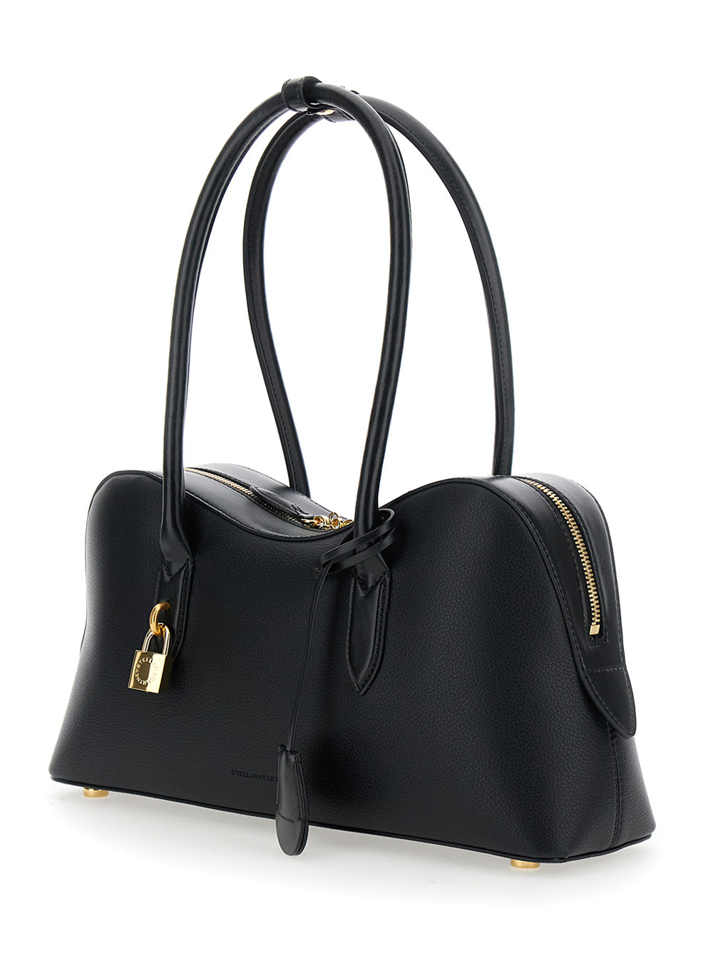 Stella Mccartney Women 'Ryder' Black Handbag With Two Top Handles And Front Padlock Detail With Logo In Ecoleather Woman
