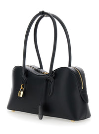 Stella Mccartney Women 'Ryder' Black Handbag With Two Top Handles And Front Padlock Detail With Logo In Ecoleather Woman