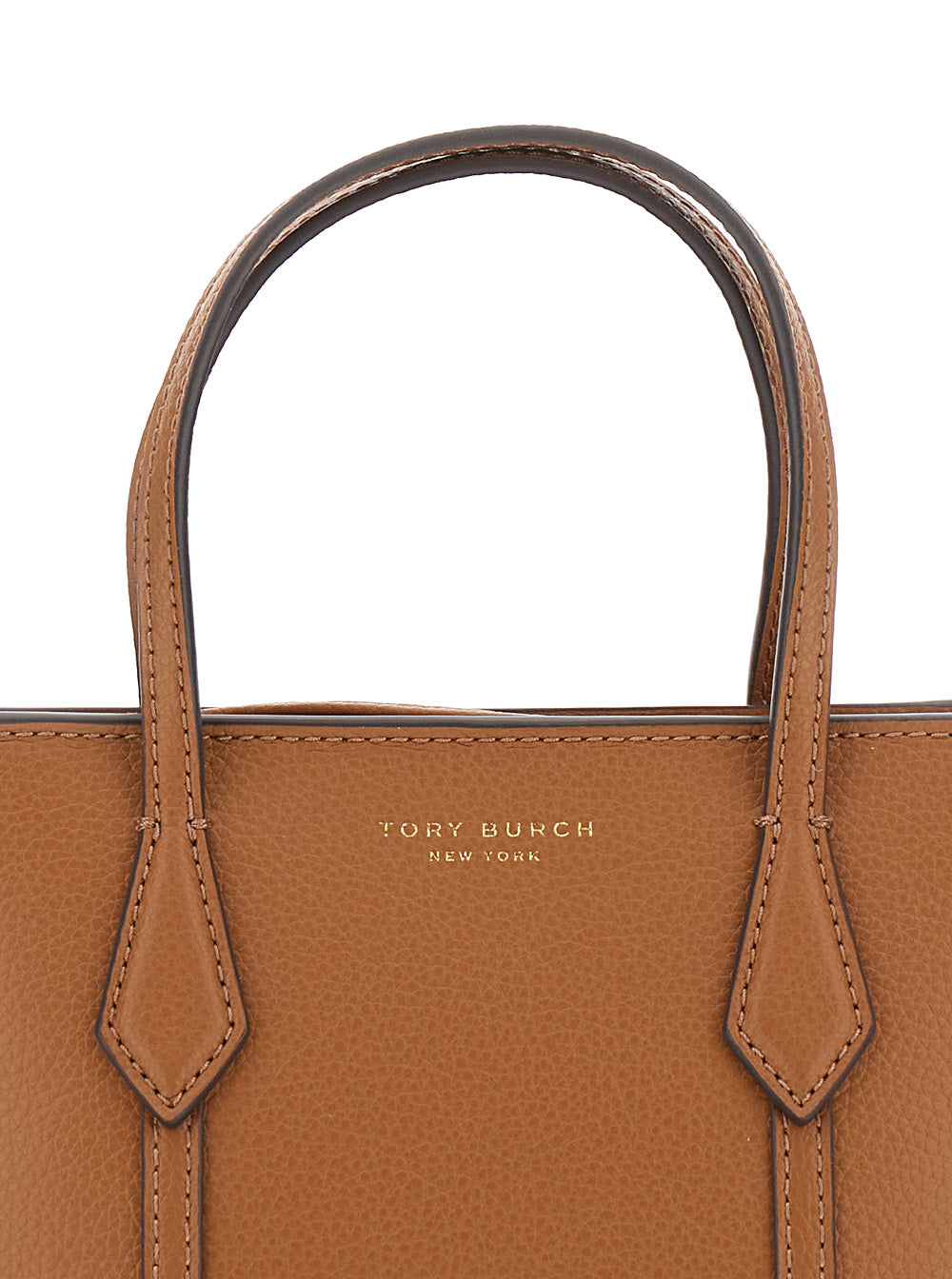 TORY BURCH Tory Burch Women Handbag 'Perry' With Adjustable And Removable Shoulder Strap And Embossed Logo Lettering On The Front In Grained Brown Leather For Women