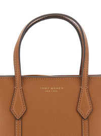 TORY BURCH Tory Burch Women Handbag 'Perry' With Adjustable And Removable Shoulder Strap And Embossed Logo Lettering On The Front In Grained Brown Leather For Women