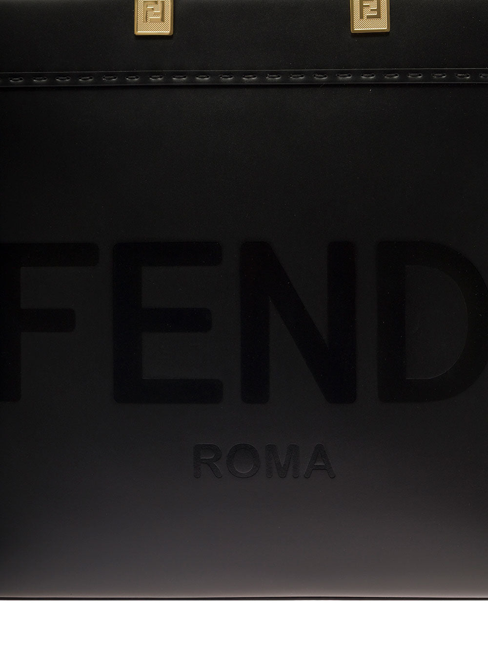 Fendi Women Handbag 'Sunshine' With Embossed Logo And Turtle Effect Handle In Black Leather For Women