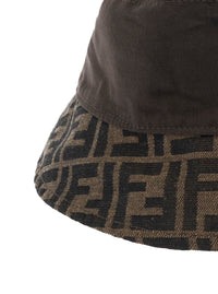 Fendi Men Fendi Beige Logo Embroidered Cotton Fisherman Hat For Men