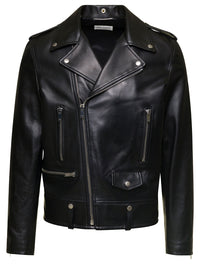 SAINT LAURENT Saint Laurent Men Biker Jacket With Zipped Pockets In Smooth Leather