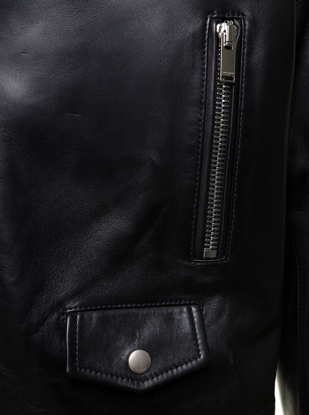 SAINT LAURENT Saint Laurent Men Biker Jacket With Zipped Pockets In Smooth Leather