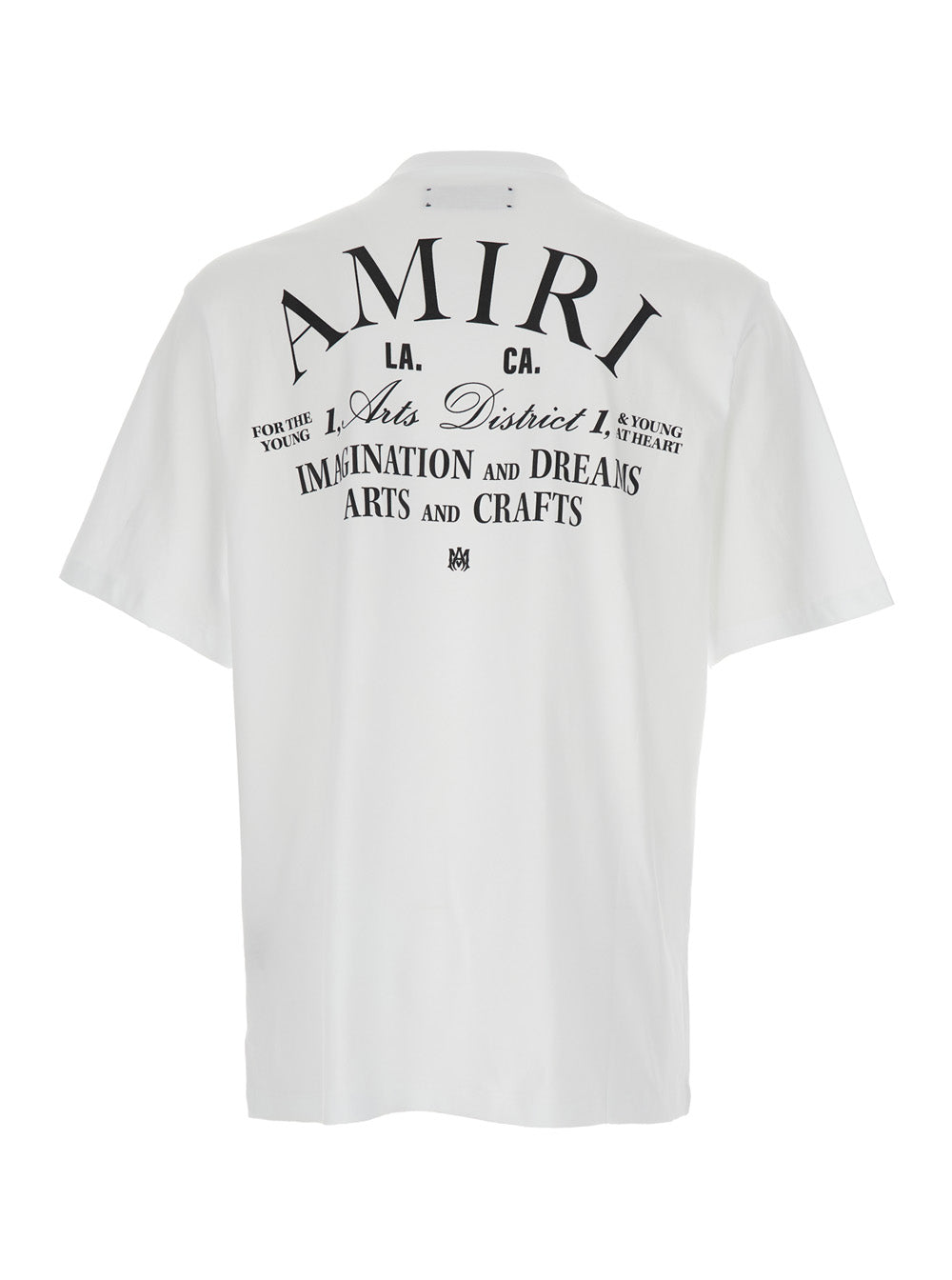 Amiri Men White Crew Neck T-Shirt With Logo Lettering On Front And Back In Cotton For Men