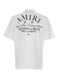 Amiri Men White Crew Neck T-Shirt With Logo Lettering On Front And Back In Cotton For Men