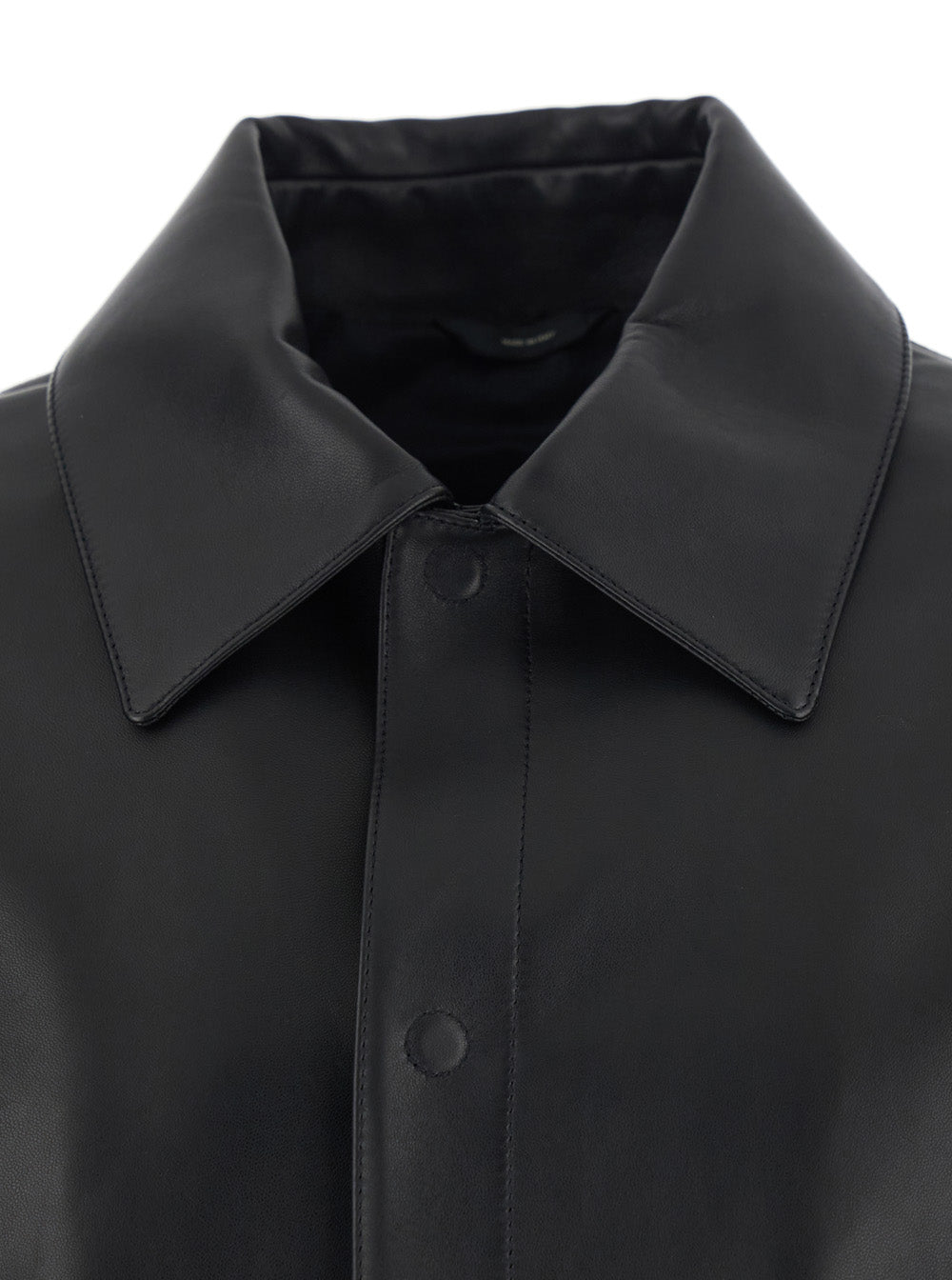Fendi Men Black Classic Collar Jacket With Lettering Logo On The Back In Leather For Men