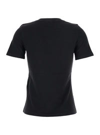 Chloé Women Black Crew Neck T-Shirt With Large Logo Print On The Front In Cotton For Women