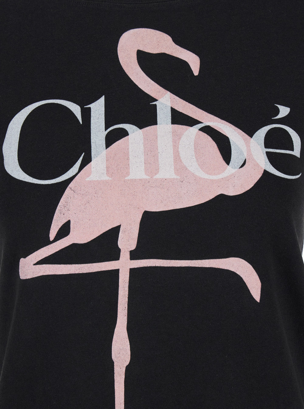 Chloé Women Black Crew Neck T-Shirt With Large Logo Print On The Front In Cotton For Women