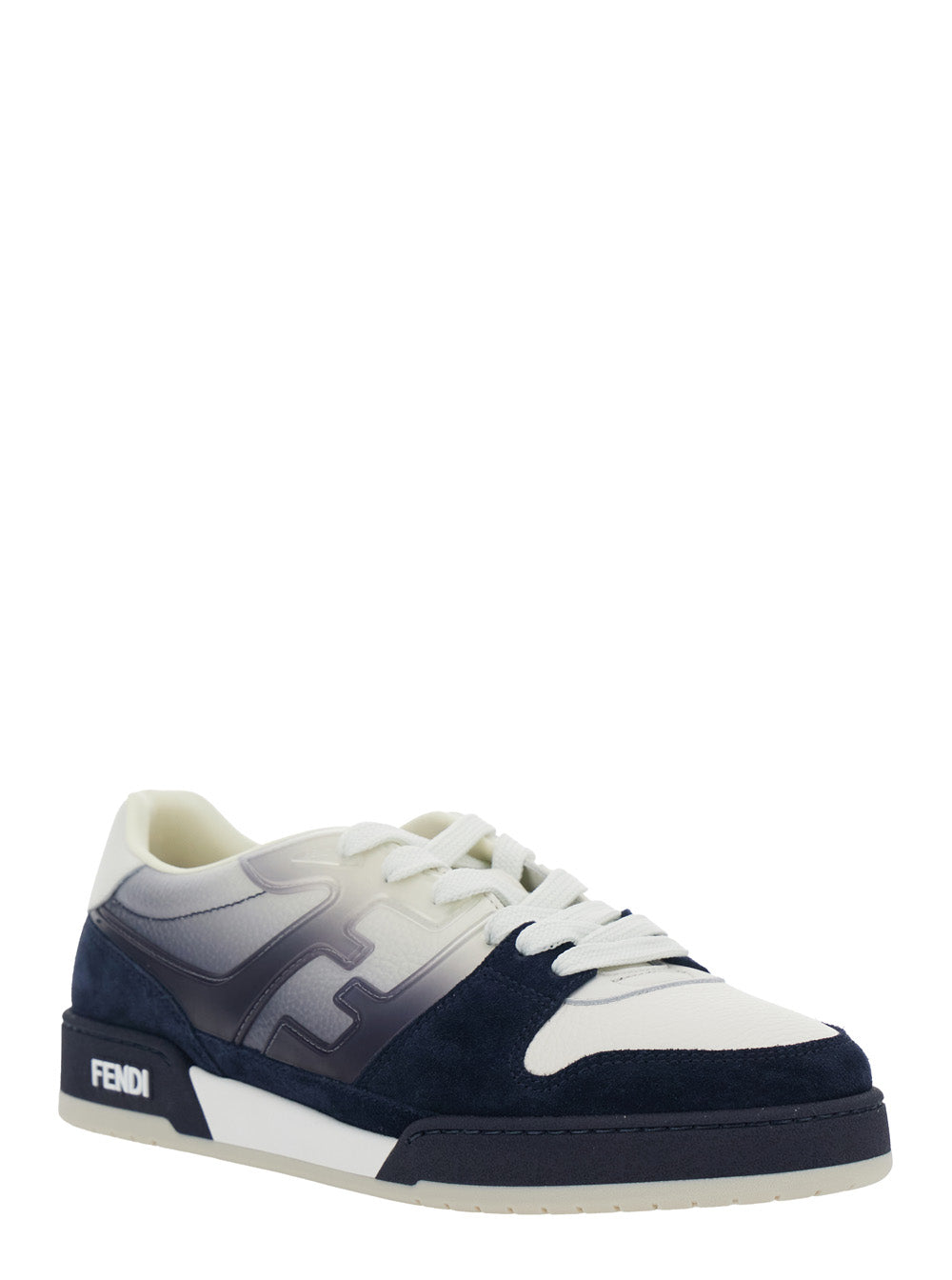 Fendi Men 'Fendi Match' Blue Low Top Sneaker With Side Ff Logo And Worn Effect In Suede Man