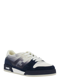 Fendi Men 'Fendi Match' Blue Low Top Sneaker With Side Ff Logo And Worn Effect In Suede Man